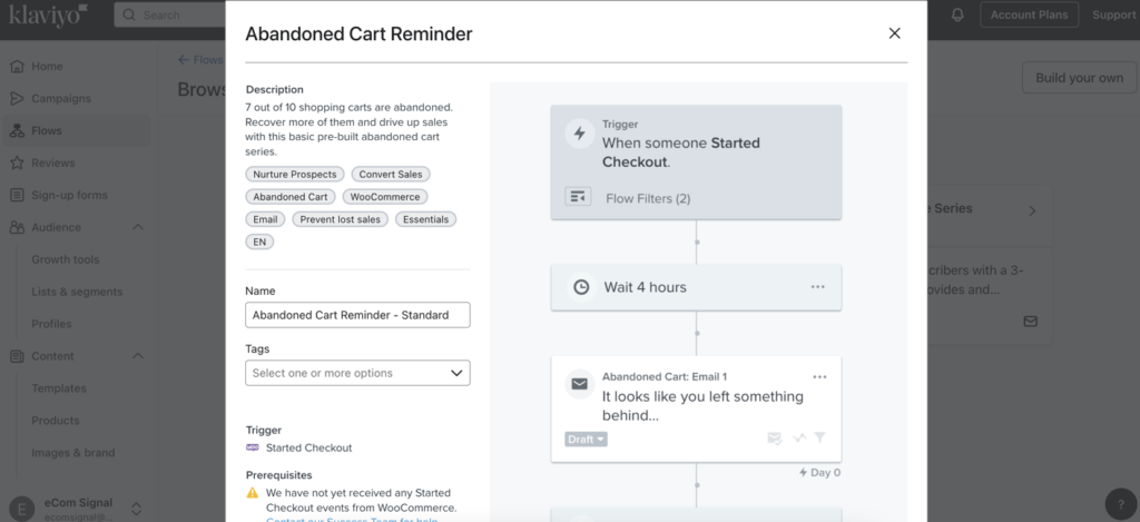 How to set up abandoned cart emails in Klaviyo