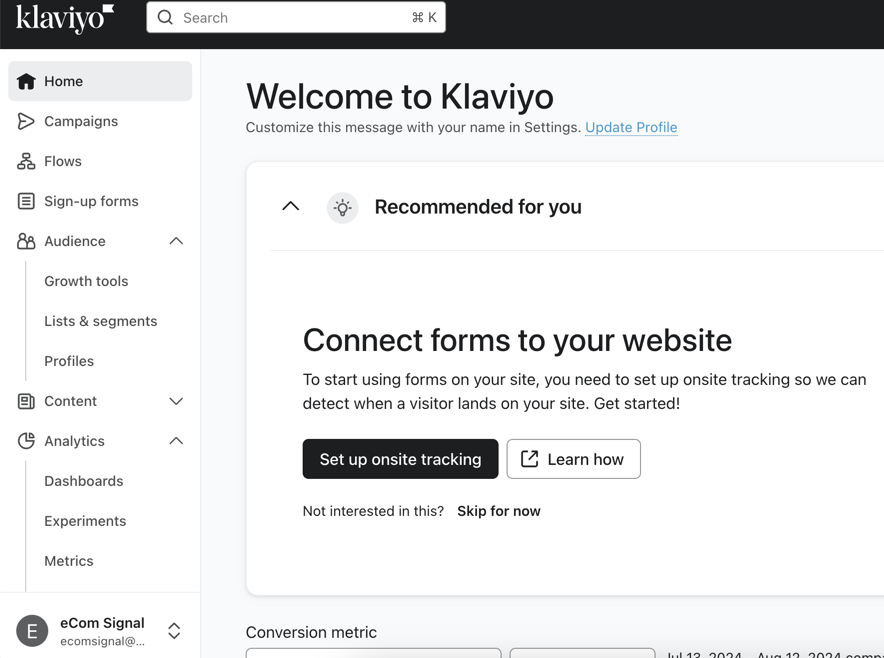 Create a Klaviyo Account